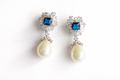 Elegant Sapphire &amp; Pearl Drop Earrings