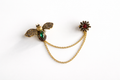 Vintage-Inspired Bee & Floral Chain Brooch
