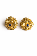 Gold-Tone Bee Earrings with Blue Stone Accent