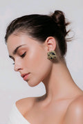 Gold-Tone Bee Earrings with Black Accent