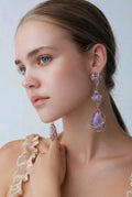 Gold-Tone Drop Earrings with Lavender Stone
