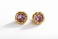 Elegant Gold Stud Earrings with Pink Gemstone